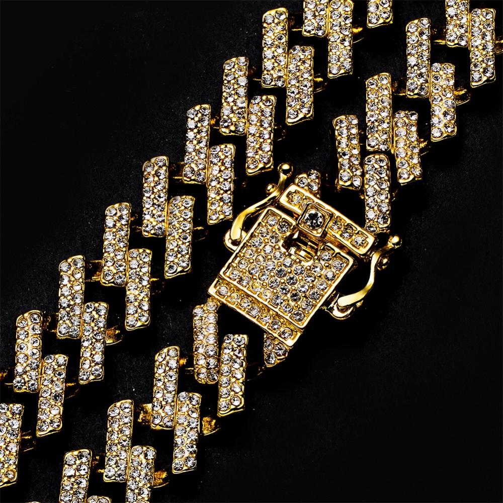 Cuban Link Crystal Rhinestone Clasp Hip Hop Necklace Bracelet