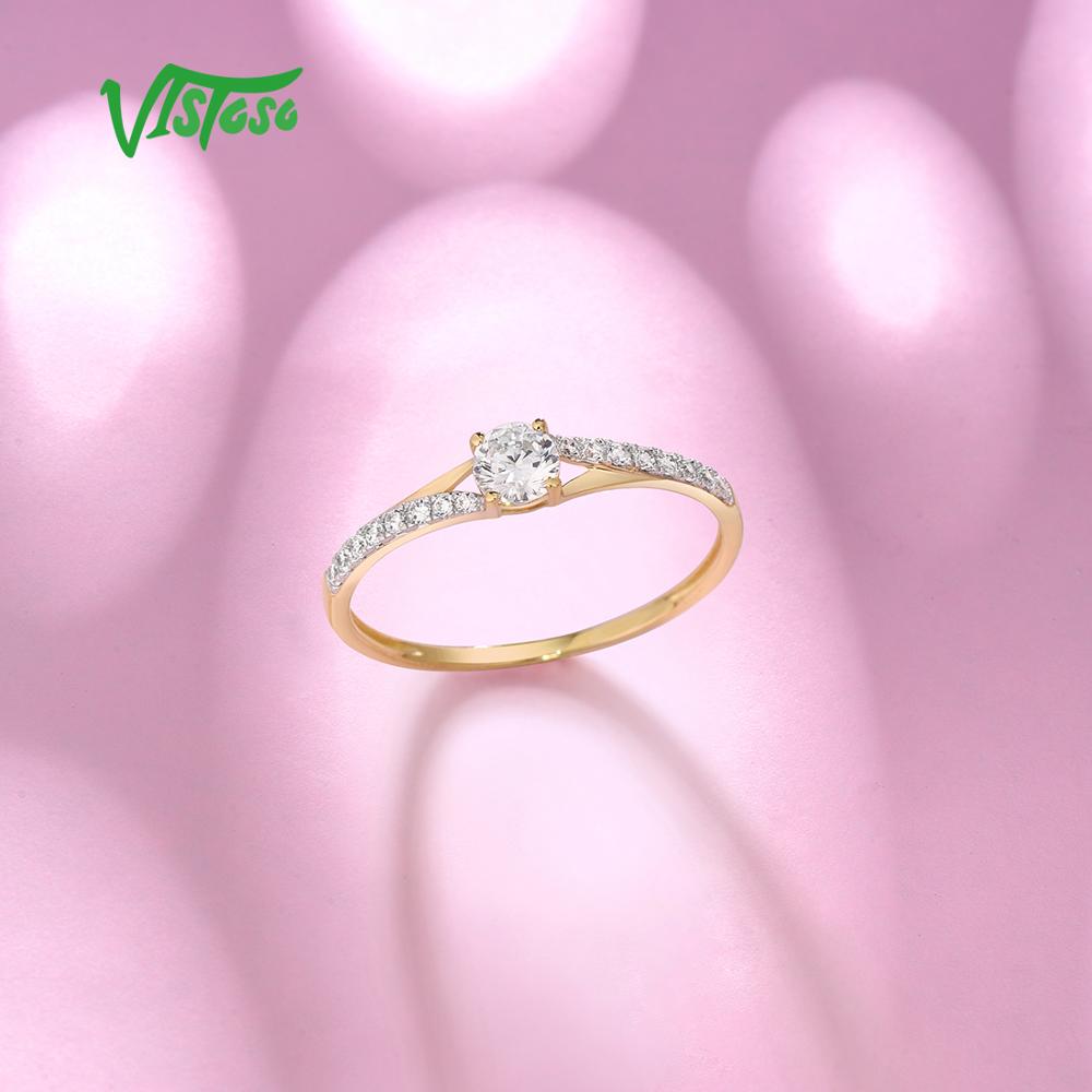 Genuine 9K 375 Yellow Gold Ring Sparkling White CZ Promise Band Women