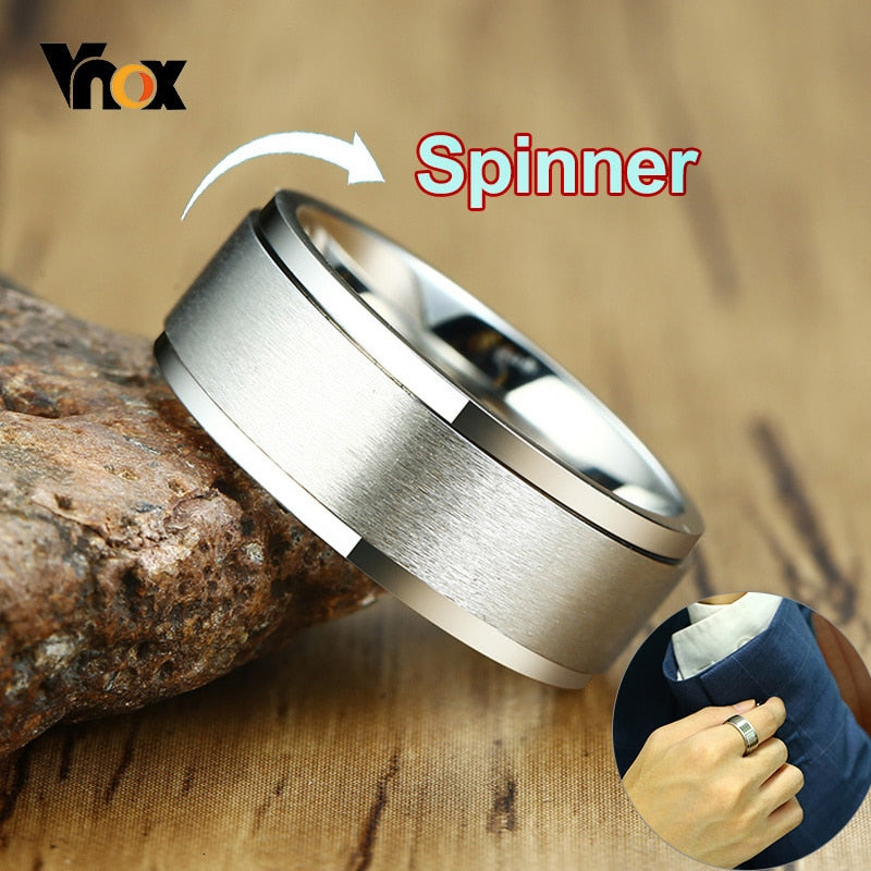 Spinner Ring for Men Stress Release Accessory Classic Wedding Band Casual Viking Rune Sport Jewelry