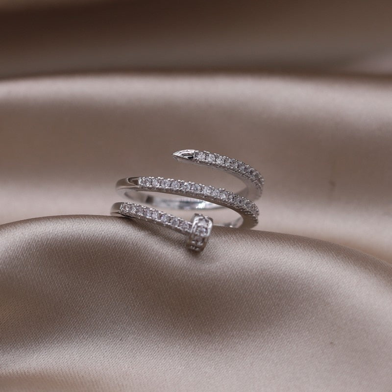 Fashion Jewelry CZ Zircon Ring Elegant Women's Opening Adjustable