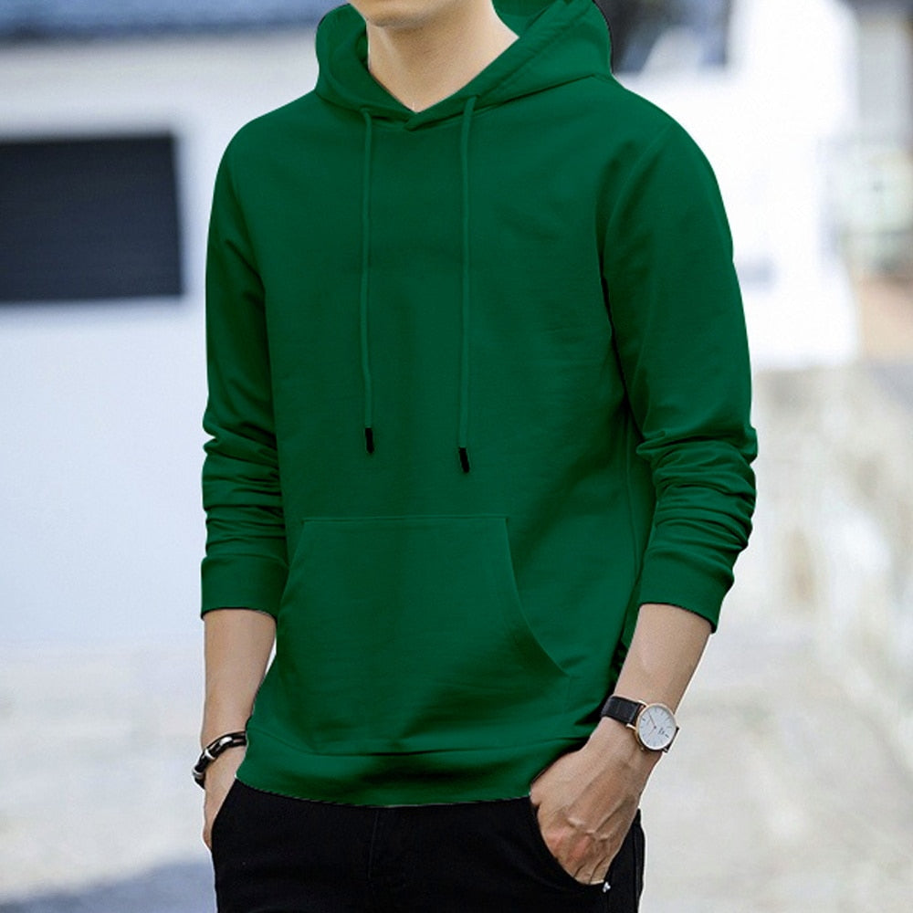 Unisex Solid Color Pullover Casual Autumn and Spring Hoodie Sweatshirt