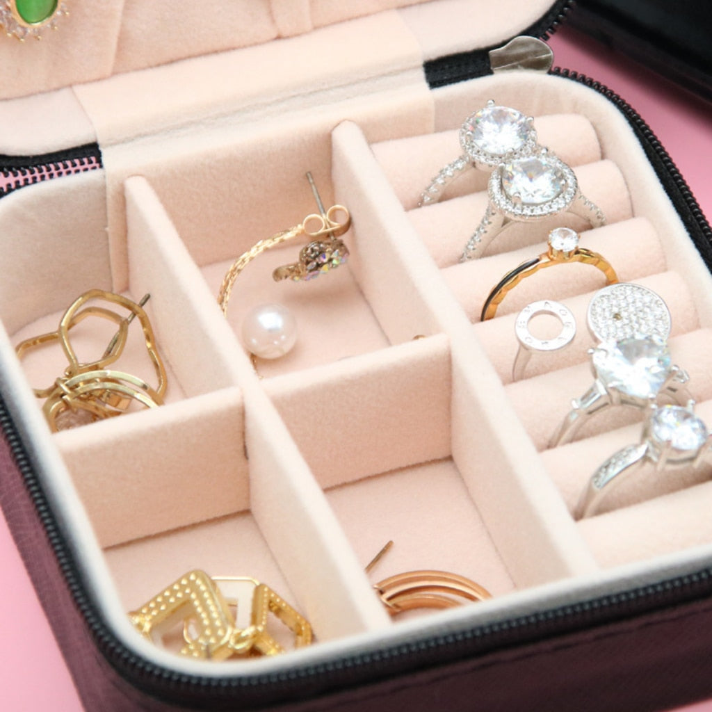 Mini Jewelry Organizer Display Travel  Zipper Case