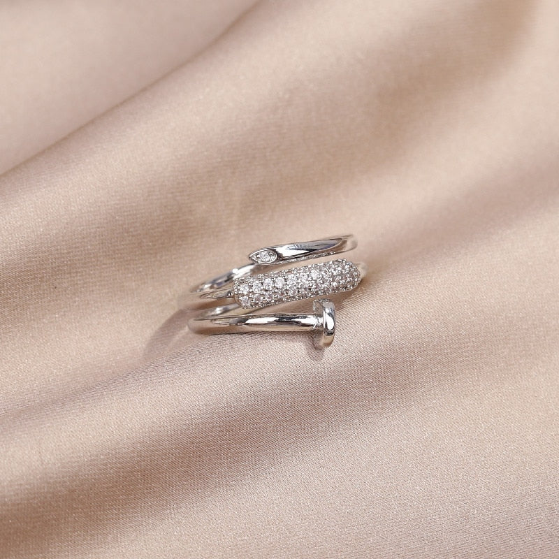 Fashion Jewelry CZ Zircon Ring Elegant Women's Opening Adjustable